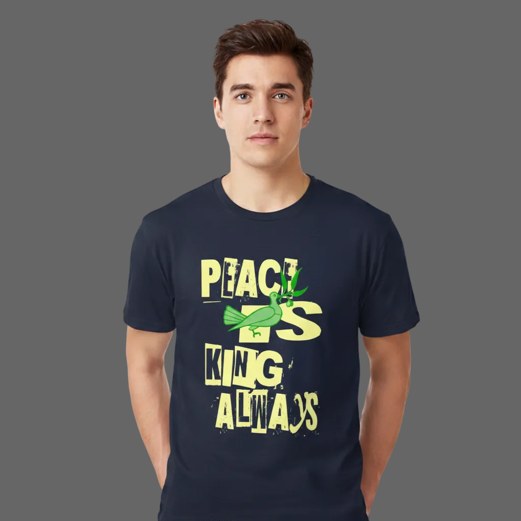 175109HigherBlanks Premium T-Shirt / Peace is KING allways Navy Blue TORIPROS6931