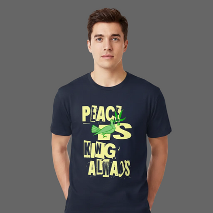 175109HigherBlanks Premium T-Shirt / Peace is KING allways Navy Blue TORIPROS6931