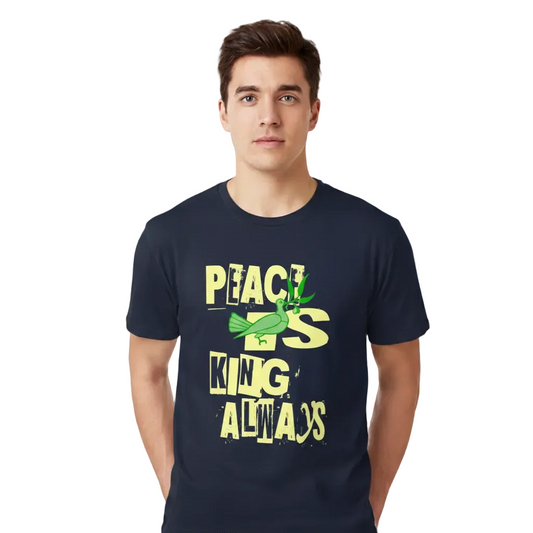 175109HigherBlanks Premium T-Shirt / Peace is KING allways Navy Blue TORIPROS6931
