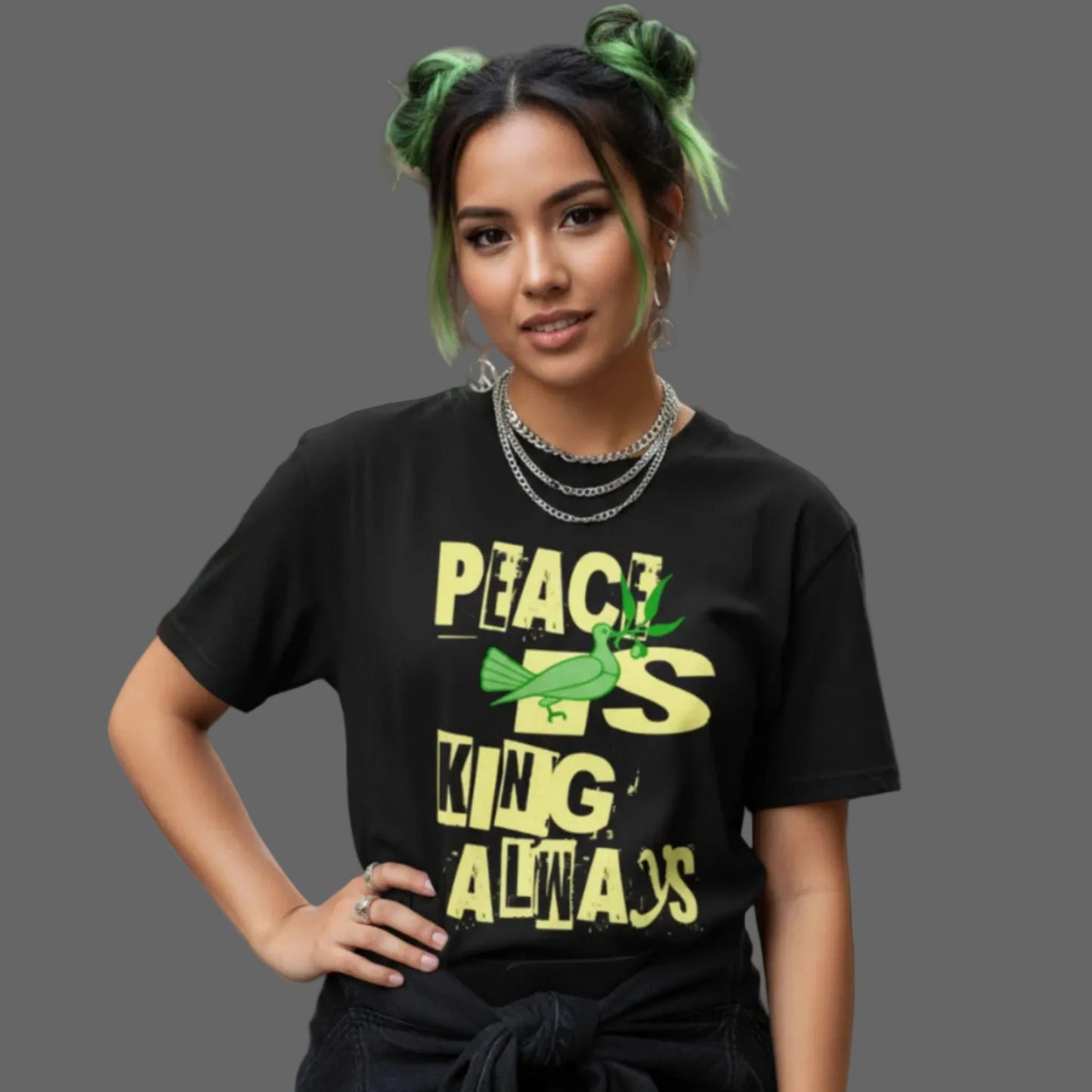 175109HigherBlanks Premium T-Shirt / Peace is KING allways Schwarz TORIPROS