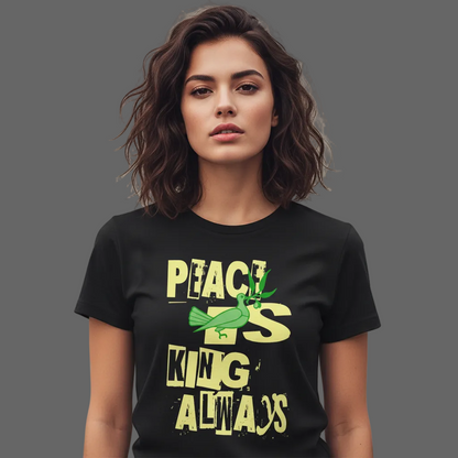 175109HigherBlanks Premium T-Shirt / Peace is KING allways Schwarz TORIPROS