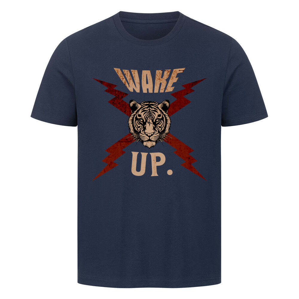 HigherBlanks Premium T-Shirt in French Navy mit „WAKE UP."-TORIPROS