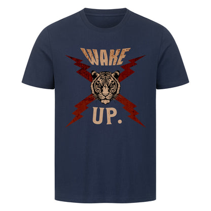 HigherBlanks Premium T-Shirt in French Navy mit „WAKE UP."-TORIPROS