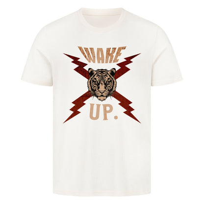  HigherBlanks Premium T-Shirt in Natural Raw mit „WAKE UP."-TORIPROS