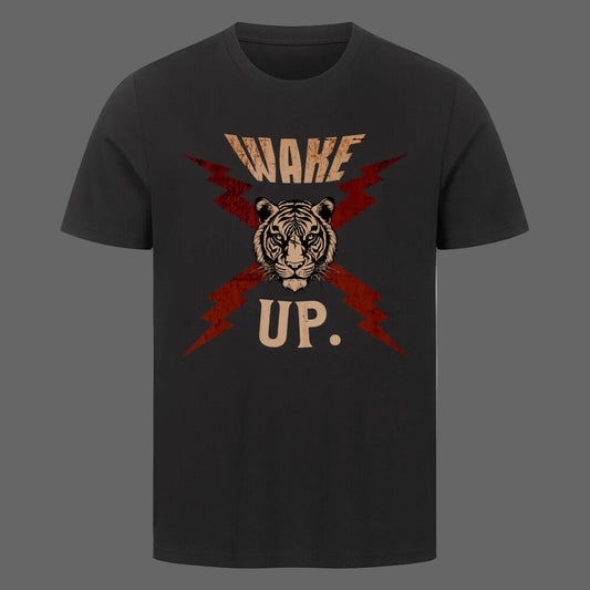 HigherBlanks Premium T-Shirt in Schwarz mit „WAKE UP."-TORIPROS