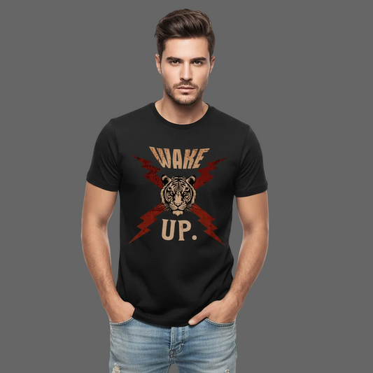 HigherBlanks Premium T-Shirt in Schwarz mit „WAKE UP."-TORIPROS