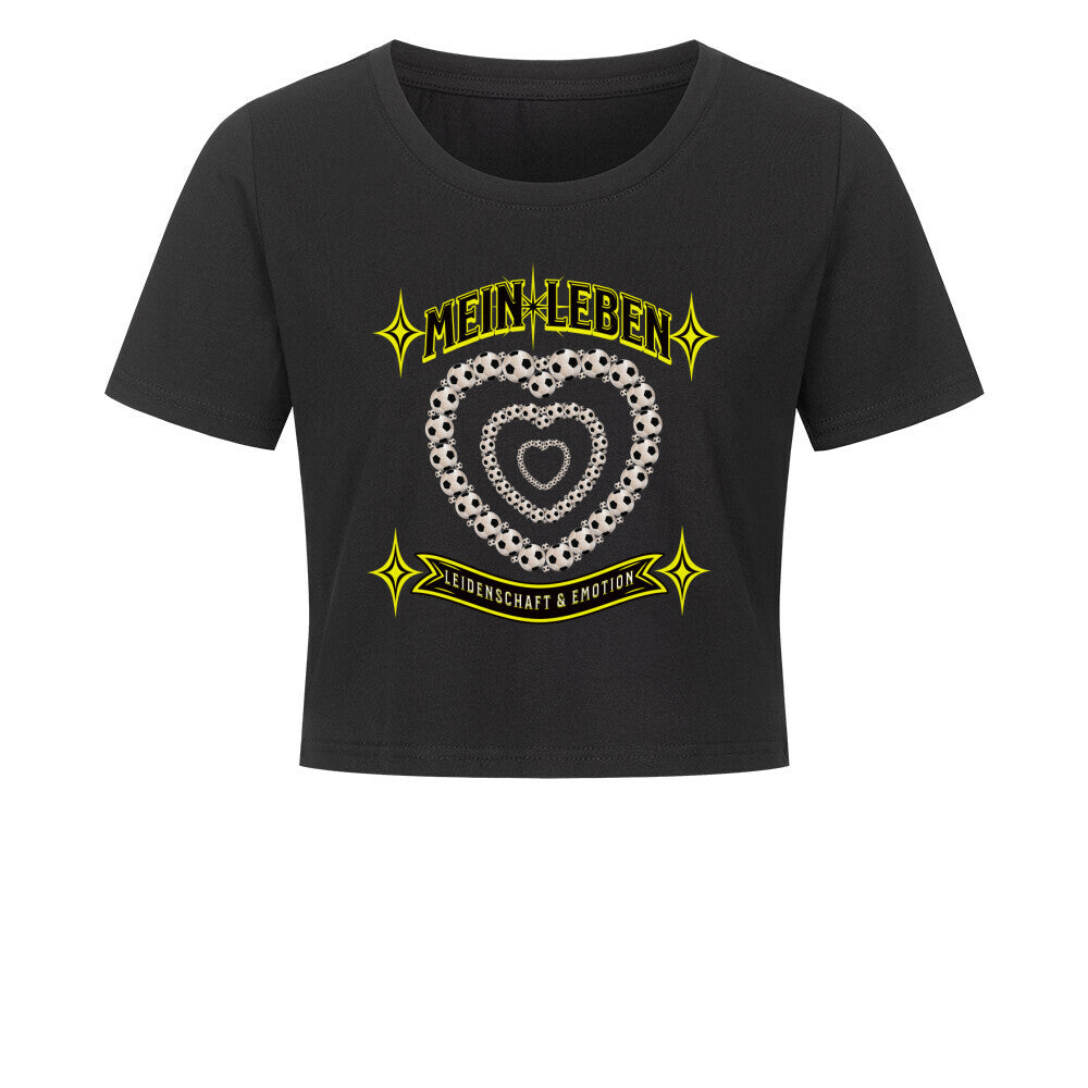 Ladies Cropped Tee / Fußball mein Leben-schwarz