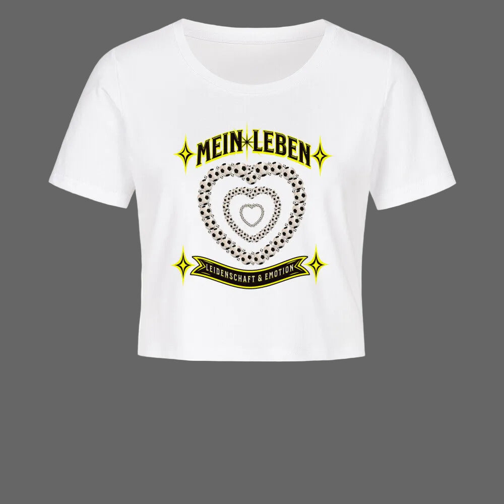 Ladies Cropped Tee / Fußball mein Leben-weiss