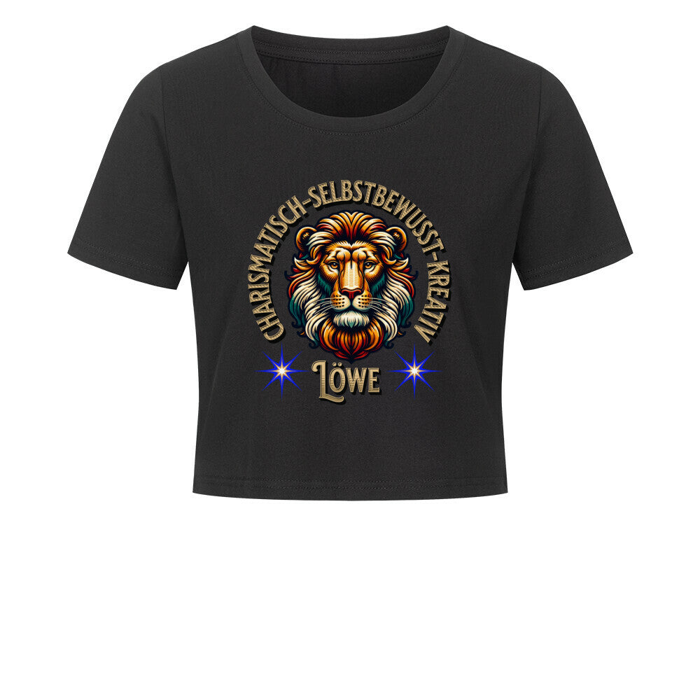 Ladies Cropped Tee / Löwe Sternzeichen-Schwarz-TORIPROS