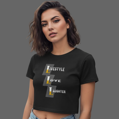 Ladies Cropped Tee / LiLoLa: schwarz
