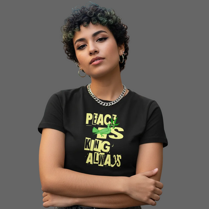 Ladies Cropped Tee / Peace is KING allways-Schwarz-TORIPROS