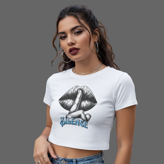 Ladies Cropped Tee / Silence-weiß