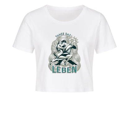 Ladies Cropped Tee / Tanze das Leben-weiß