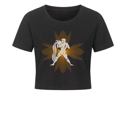 Ladies Cropped Tee / Wassermann – Aura Sternzeichen-Schwarz