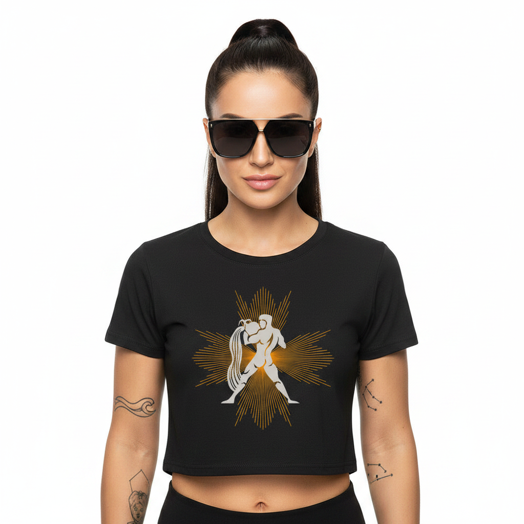 Ladies Cropped Tee / Wassermann – Aura Sternzeichen-Schwarz