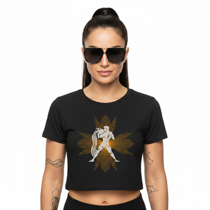 Ladies Cropped Tee / Wassermann – Aura Sternzeichen-Schwarz