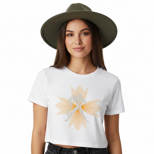 Ladies Cropped Tee / Wassermann – Aura Sternzeichen-Weiss