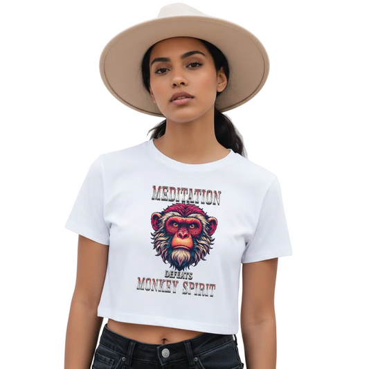 Ladies Cropped Tee/ MEDITATION  defeats MONKEY SPIRIT