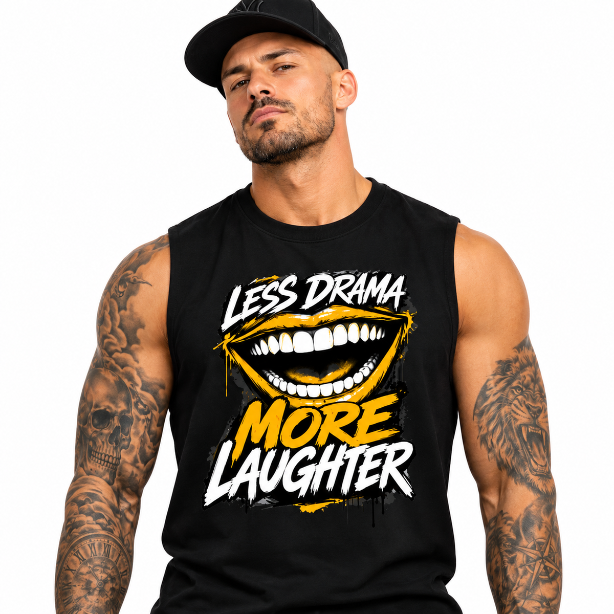 Sleeveless Oversized Tee / LAUGH MORE