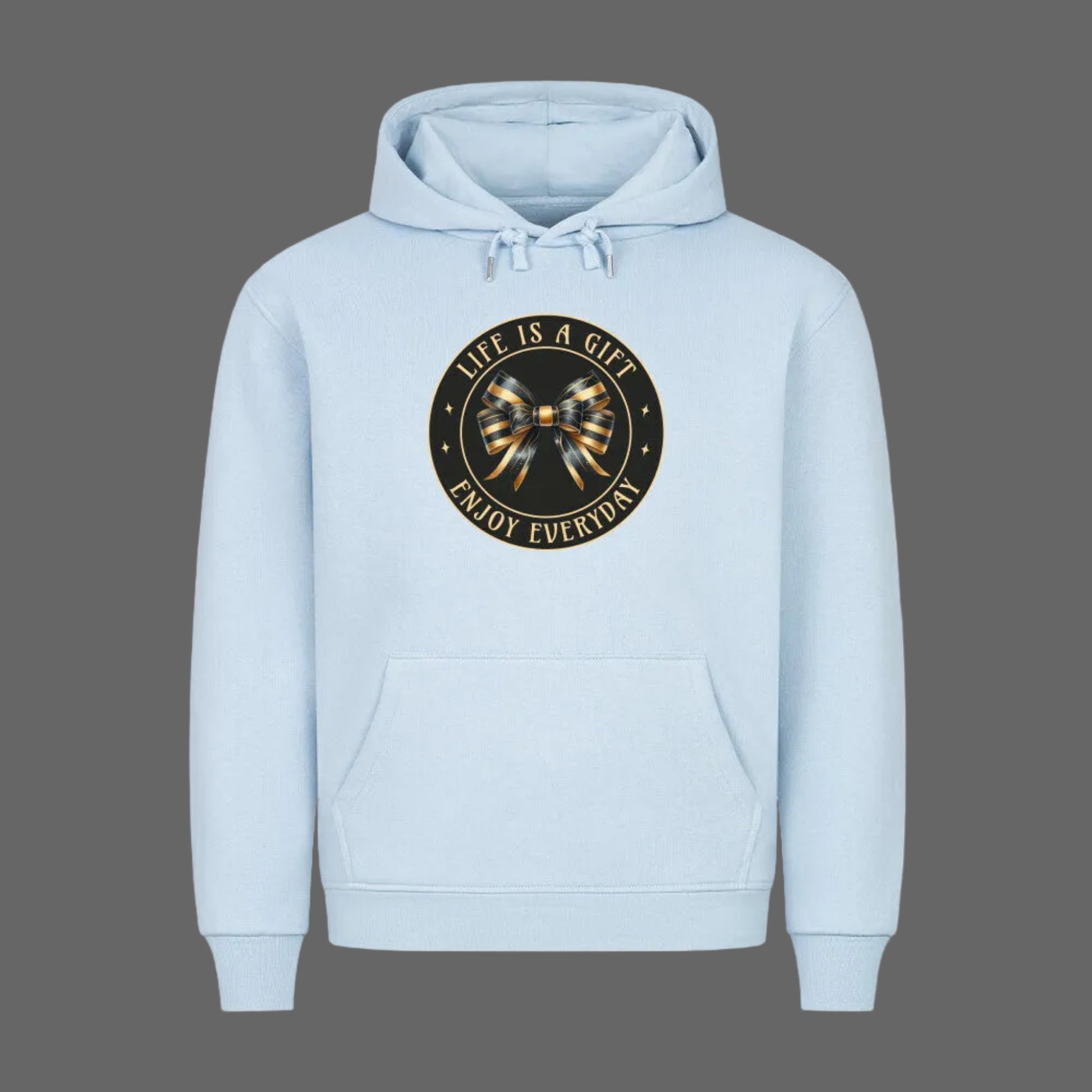 Premium Hoodie in Babyblau mit „LIFE IS A GIFT“-TORIPROS