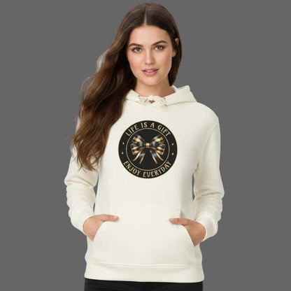 Alt:: Premium Hoodie in Beige mit „LIFE IS A GIFT“-TORIPROS