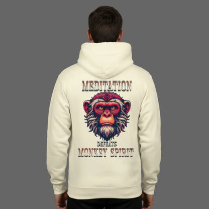 Premium Hoodie in Beige mit „MEDITATION defeats MONKEY SPIRIT“-TORIPROS