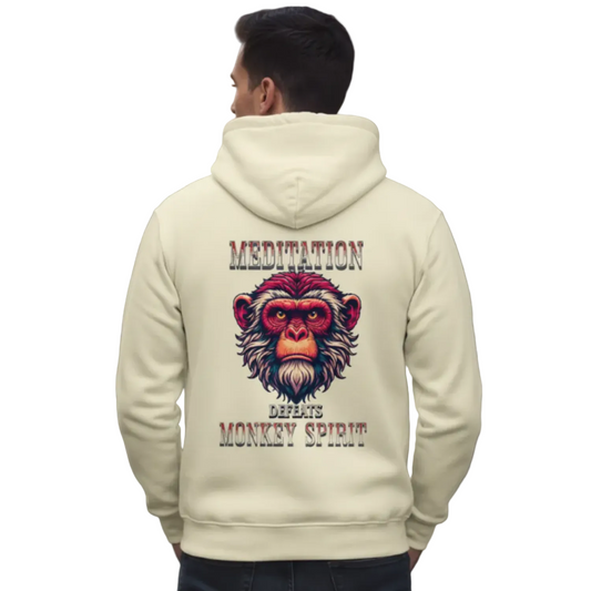Premium Hoodie in Beige mit „MEDITATION defeats MONKEY SPIRIT“-TORIPROS