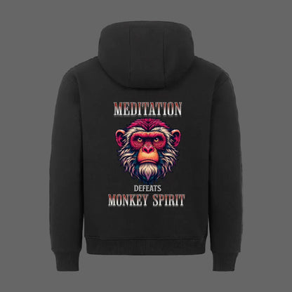 Premium Hoodie in Schwarz mit „MEDITATION defeats MONKEY SPIRIT“-TORIPROS