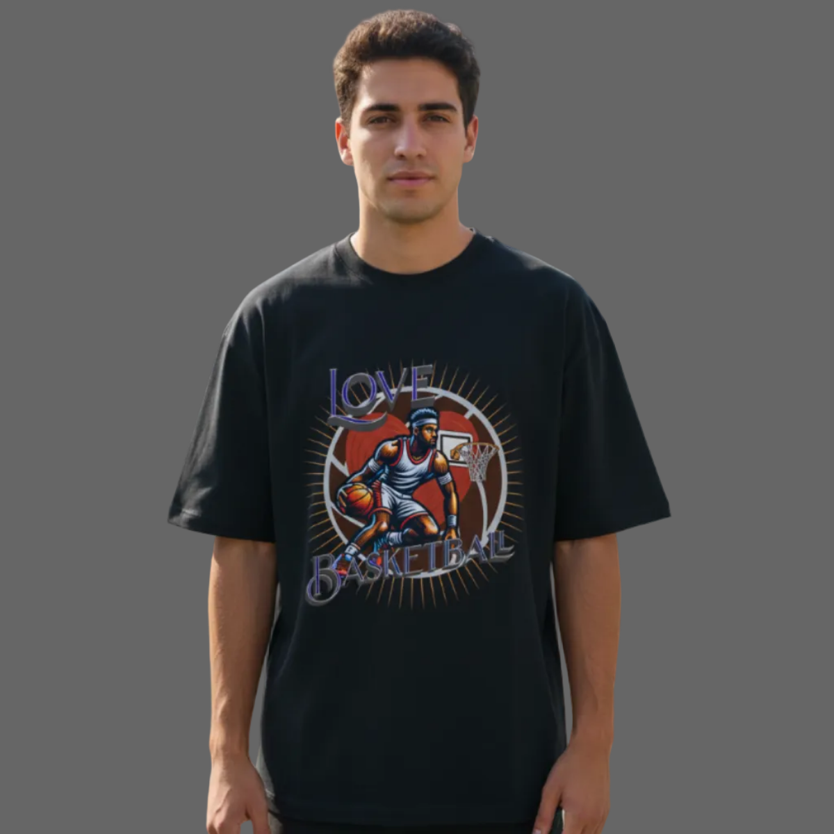 Premium Organic Oversize Blast / Basketball-Love:  schwarz