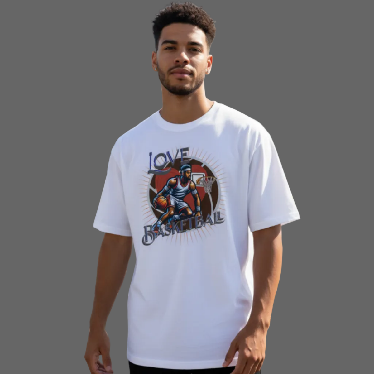 Premium Organic Oversize Blast / Basketball-Love: weiß