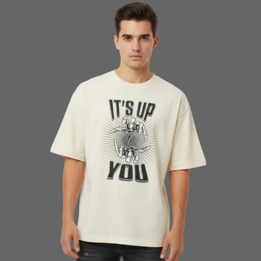 Premium Organic Oversize Blast in beige mit „IT'S UP TO YOU“-TORIPROS