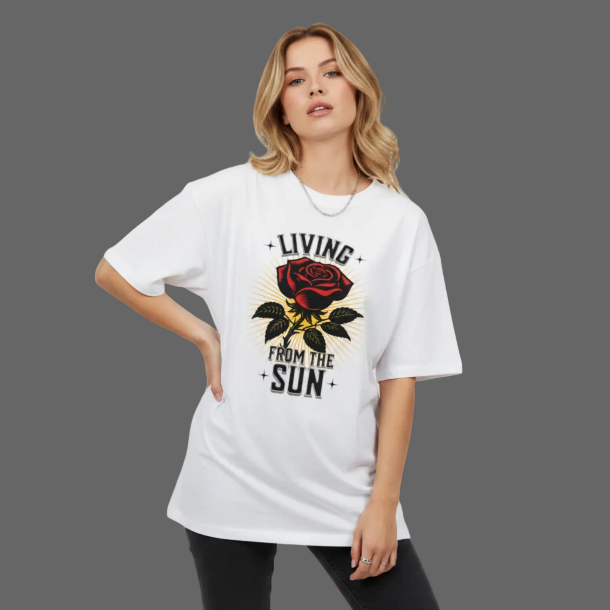 Premium Organic Oversize Blast/ Living from the SUN-weiß