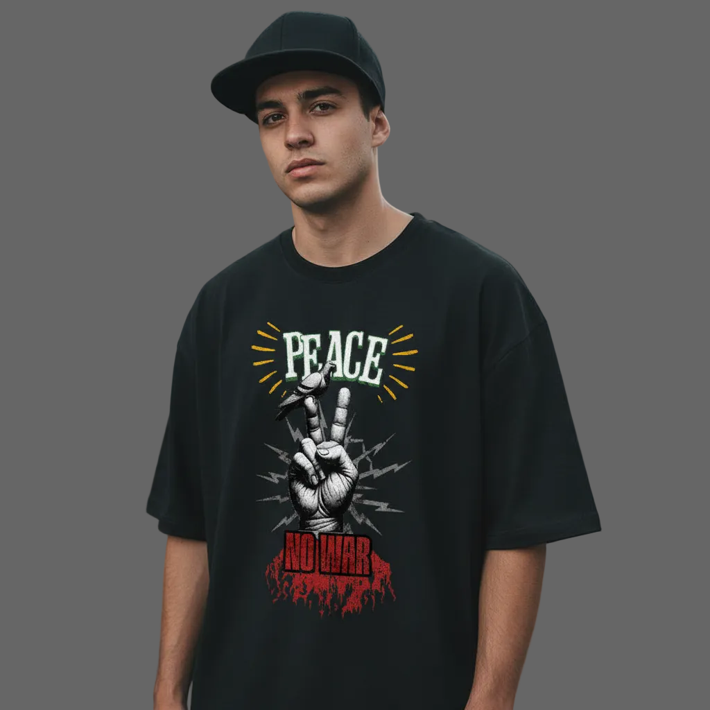 Premium Organic Oversize Blast / PEACE no WAR: schwarz