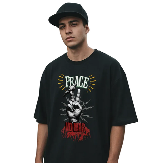 Premium Organic Oversize Blast / PEACE no WAR: schwarz