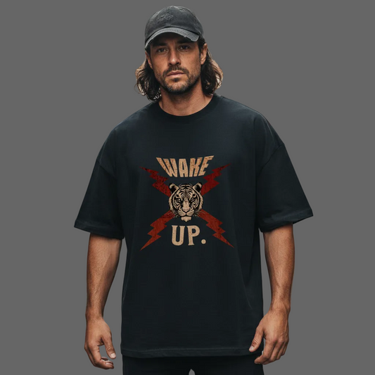  Premium Organic Oversize Blast in Schwarz mit „WAKE UP."-TORIPROS