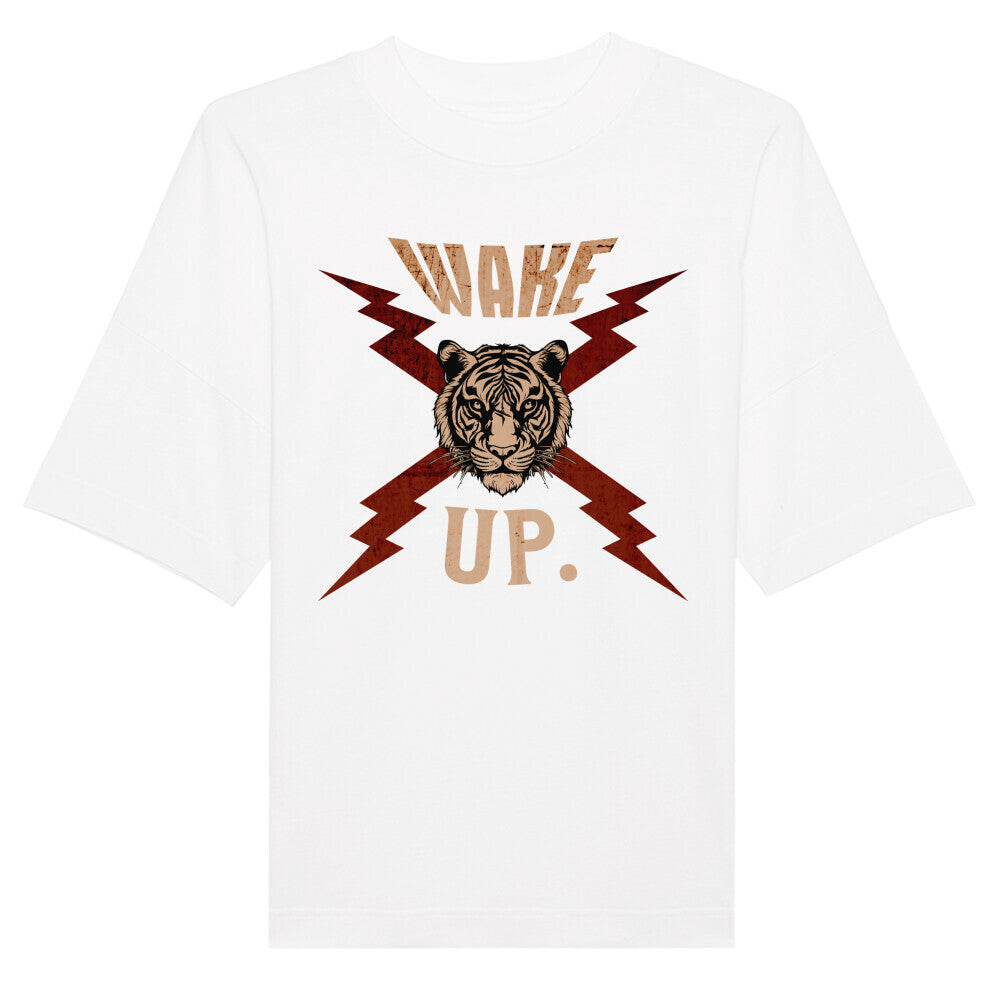 Premium Organic Oversize Blast in Weiß mit „WAKE UP."-TORIPROS