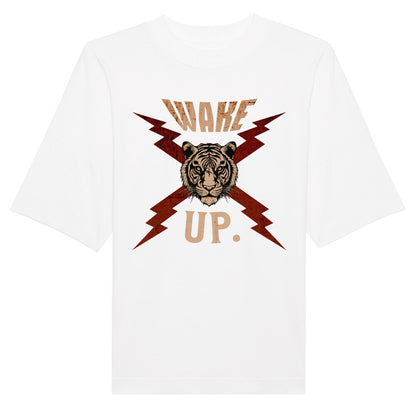 Premium Organic Oversize Blast in Weiß mit „WAKE UP."-TORIPROS