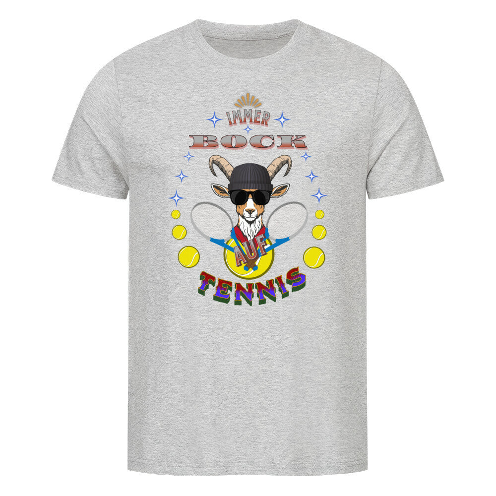  Premium Organic Shirt in Heather Grey mit „Auf TENNIS immer BOCK“-TORIPROS