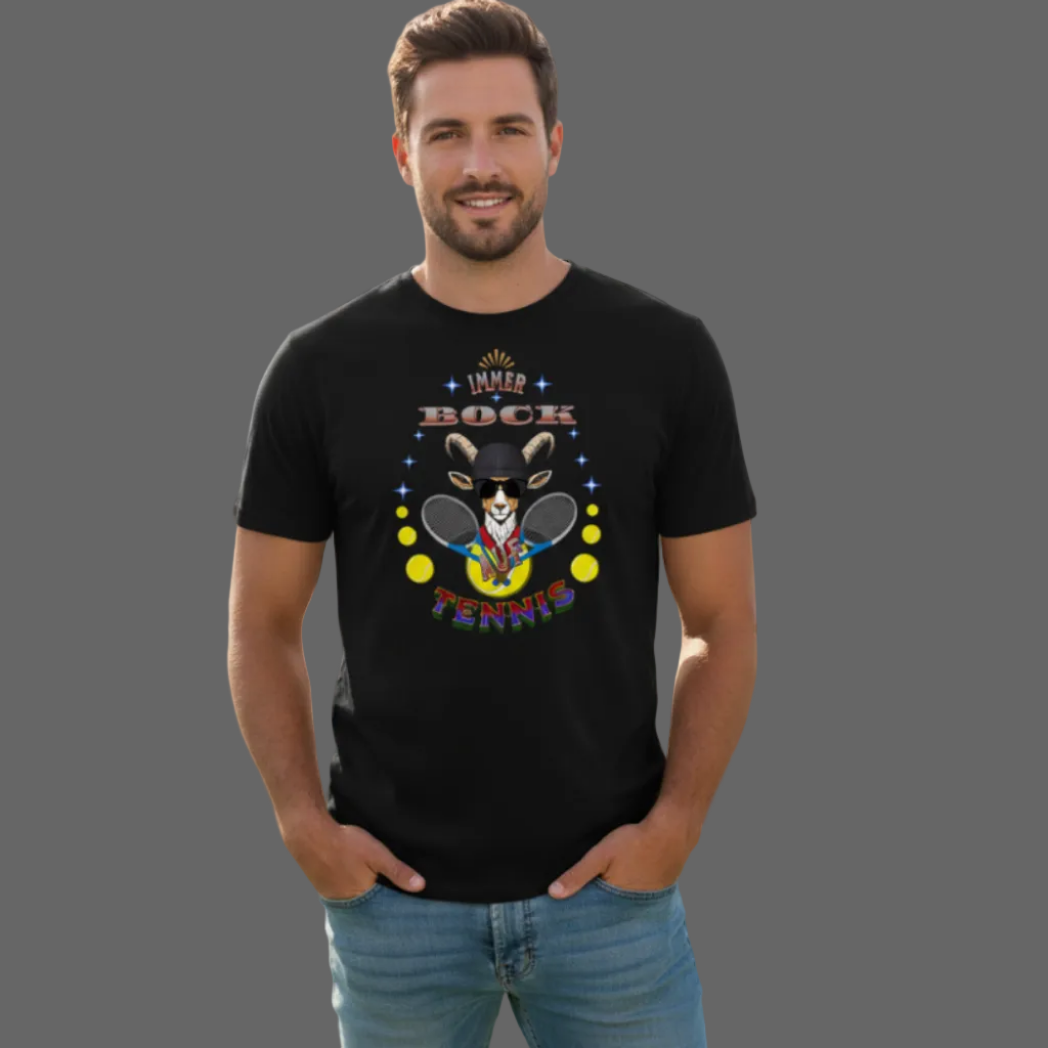 Premium Organic Shirt in Schwarz mit „Auf TENNIS immer BOCK“-TORIPROS