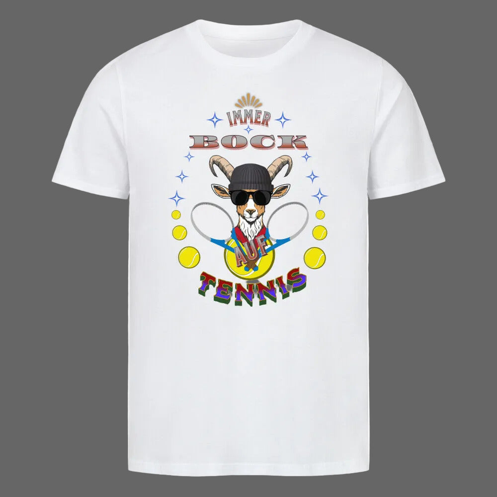  Premium Organic Shirt in Weiß mit „Auf TENNIS immer BOCK“-TORIPROS