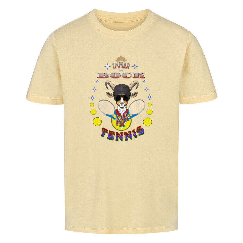Premium Organic Shirt Kids in Butter mit „Auf TENNIS immer BOCK“-TORIPROS