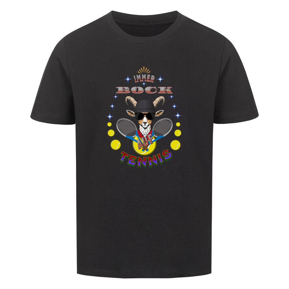 Premium Organic Shirt Kids in Schwarz mit „Auf TENNIS immer BOCK“-TORIPROS