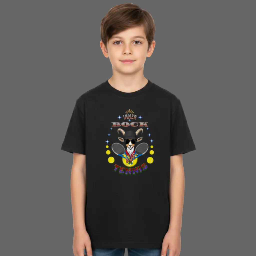 Premium Organic Shirt Kids in Schwarz mit „Auf TENNIS immer BOCK“-TORIPROS