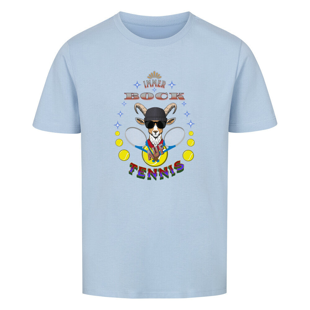 Premium Organic Shirt Kids in Sky Blue mit „Auf TENNIS immer BOCK“-TORIPROS