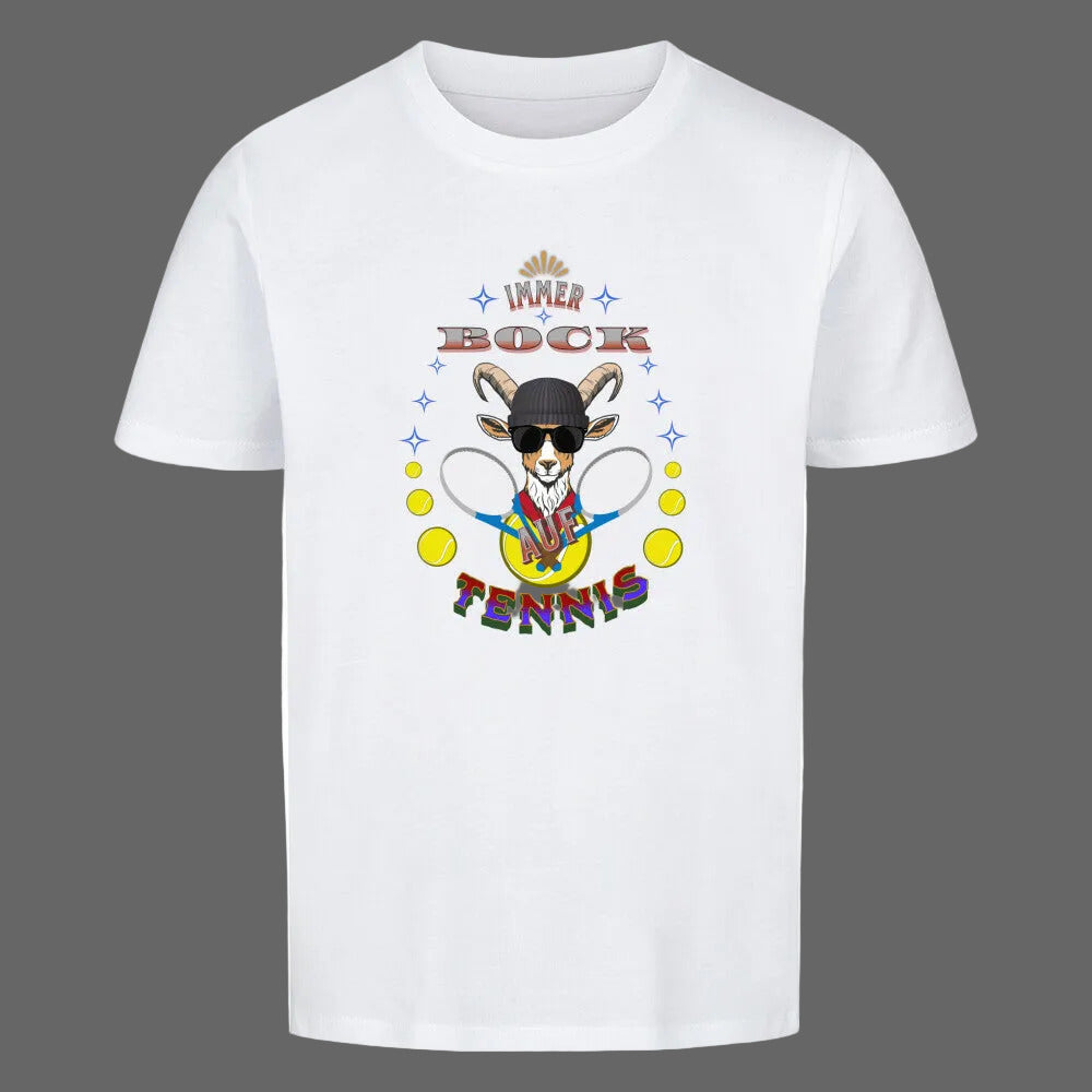 Premium Organic Shirt Kids in Weiß mit „Auf TENNIS immer BOCK“-TORIPROS