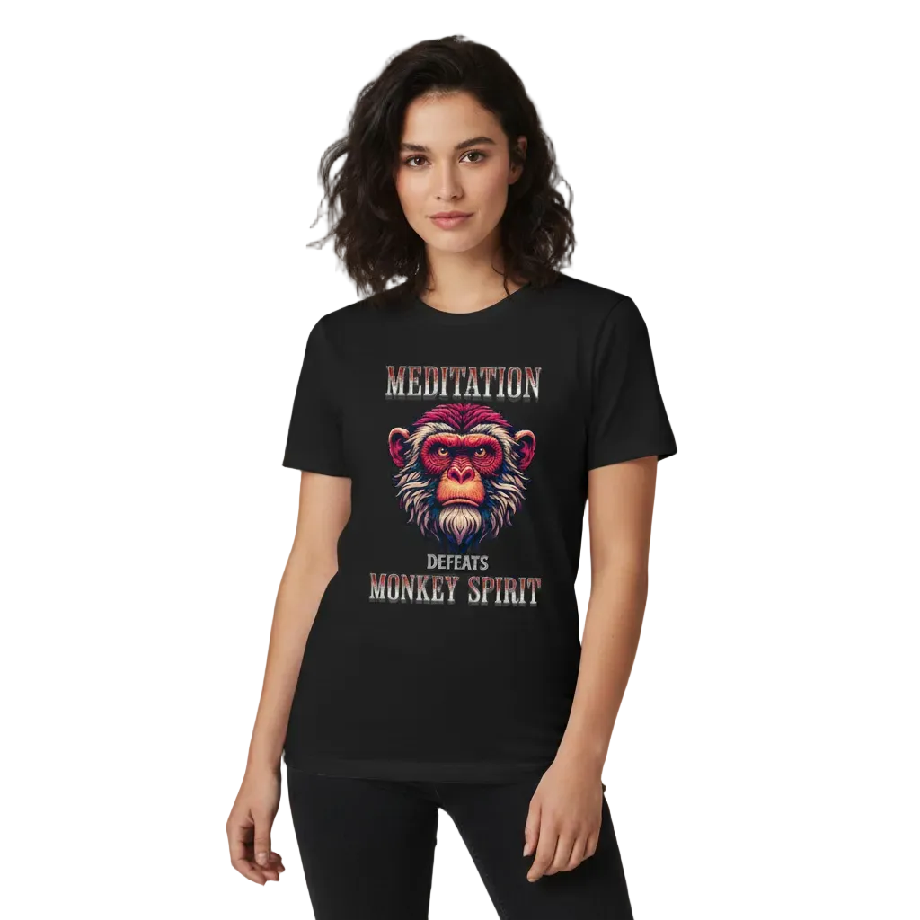 Premium Organic Shirt / MEDITATION  defeats MONKEY SPIRIT -TORIPROS-schwarz