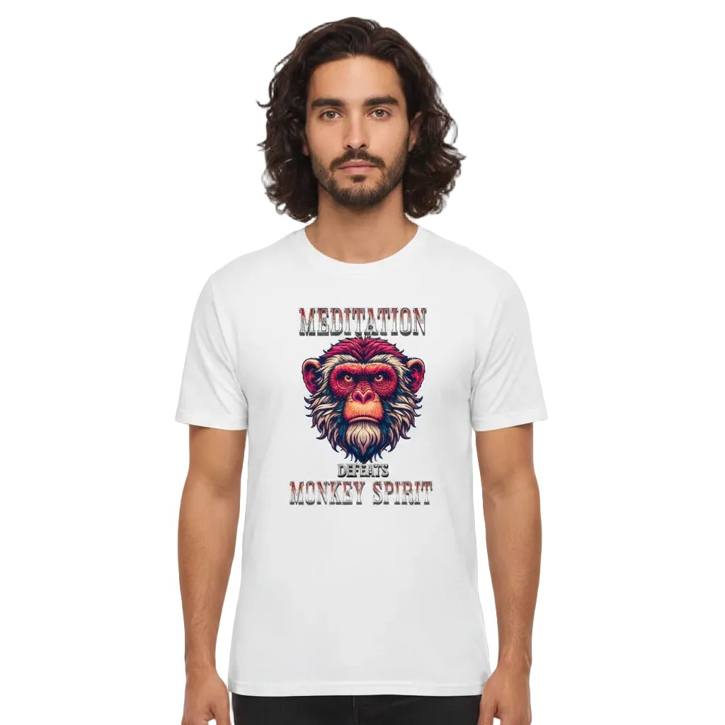 Premium Organic Shirt / MEDITATION  defeats MONKEY SPIRIT -TORIPROS-weiss