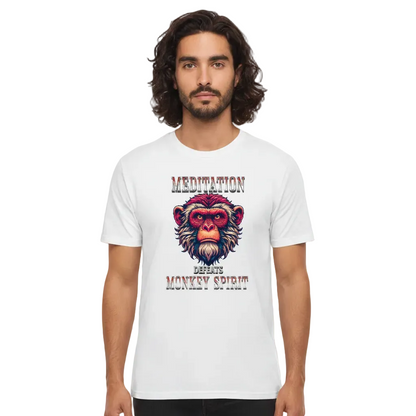 Premium Organic Shirt / MEDITATION  defeats MONKEY SPIRIT -TORIPROS-weiss