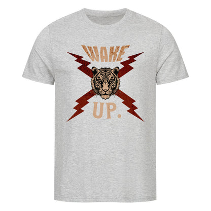 Premium Organic Shirt in Heather Grey mit „WAKE UP."-TORIPROS