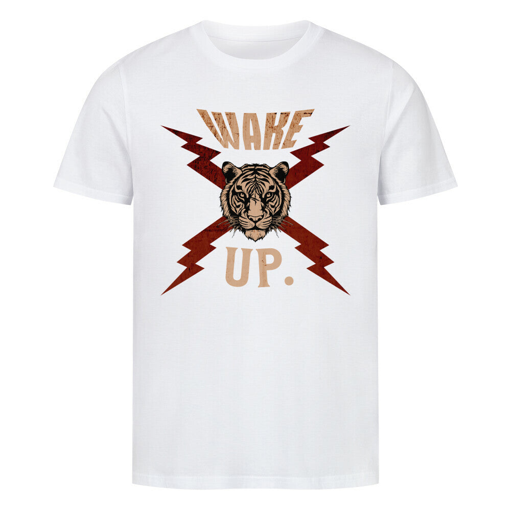 Premium Organic Shirt in Weiß mit „WAKE UP."-TORIPROS